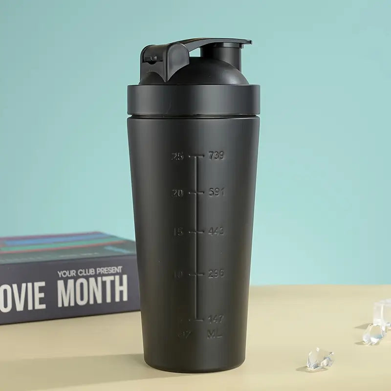 Stainless Steel Cup with Measurement Markings-Black Monsta Gymwear