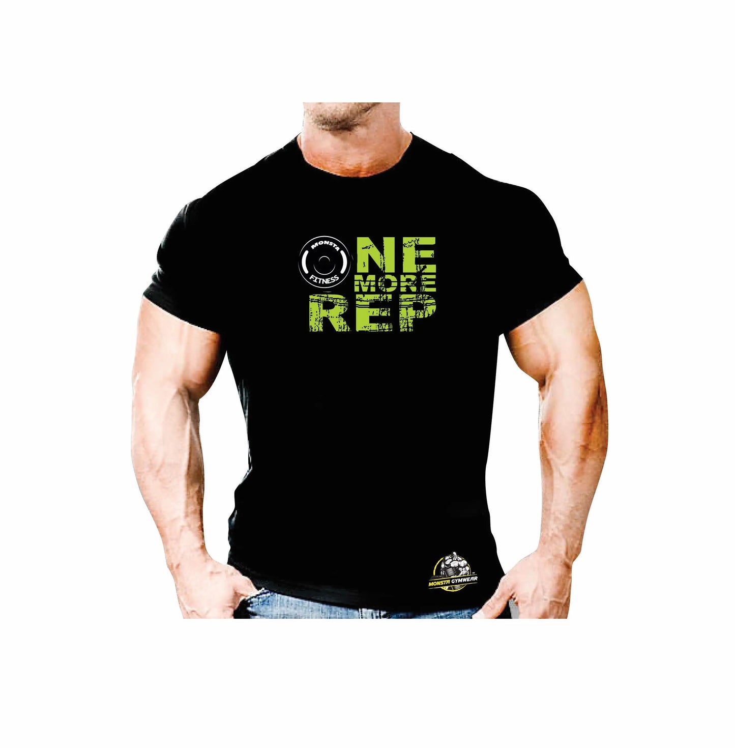 Cotton T-Shirt- One More Rep Green Monsta Gymwear