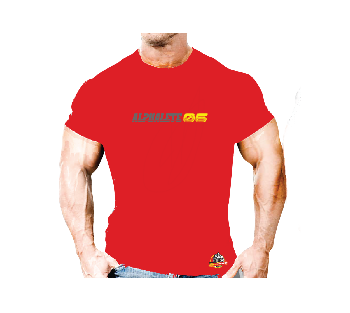Cotton T-Shirt - Alphalete 06 Red Monsta Gymwear