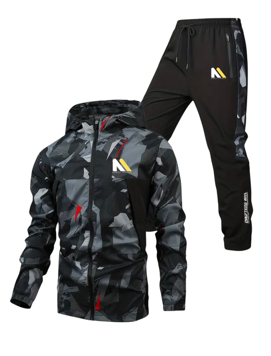 Men'S Camo Print Hooded Jacket & Joggers Set Monsta Gymwear