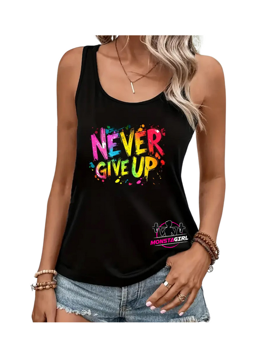 Ladies vest- Never Give Up Monsta Gymwear