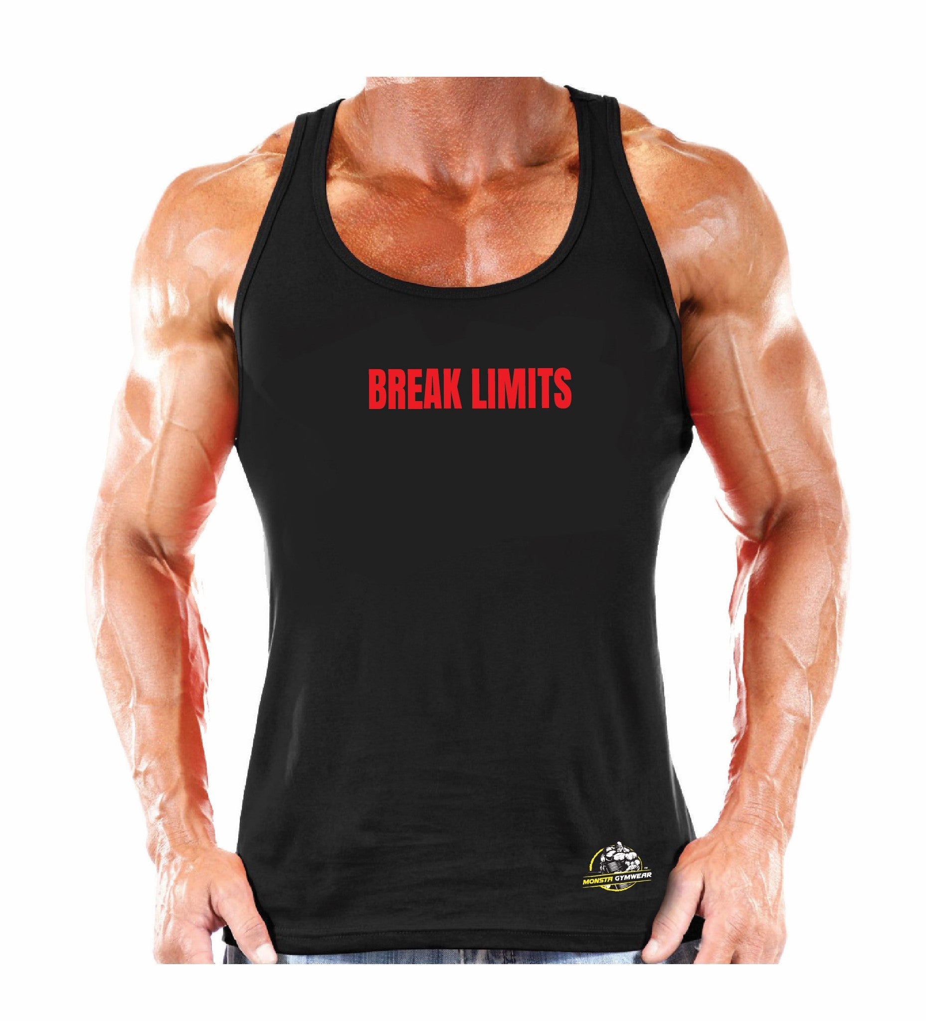 Cotton Vest- Break Limits (Red) Monsta Gymwear