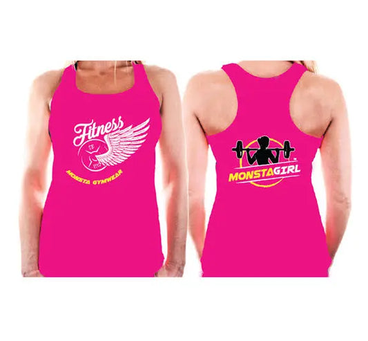 Cotton Ladies pink Vest Monsta Gymwear