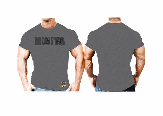 Cotton T- Shirt Grey- Monsta Monsta Gymwear