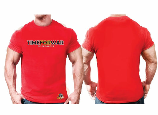 Cotton T-Shirt Time For War- Red Monsta Gymwear