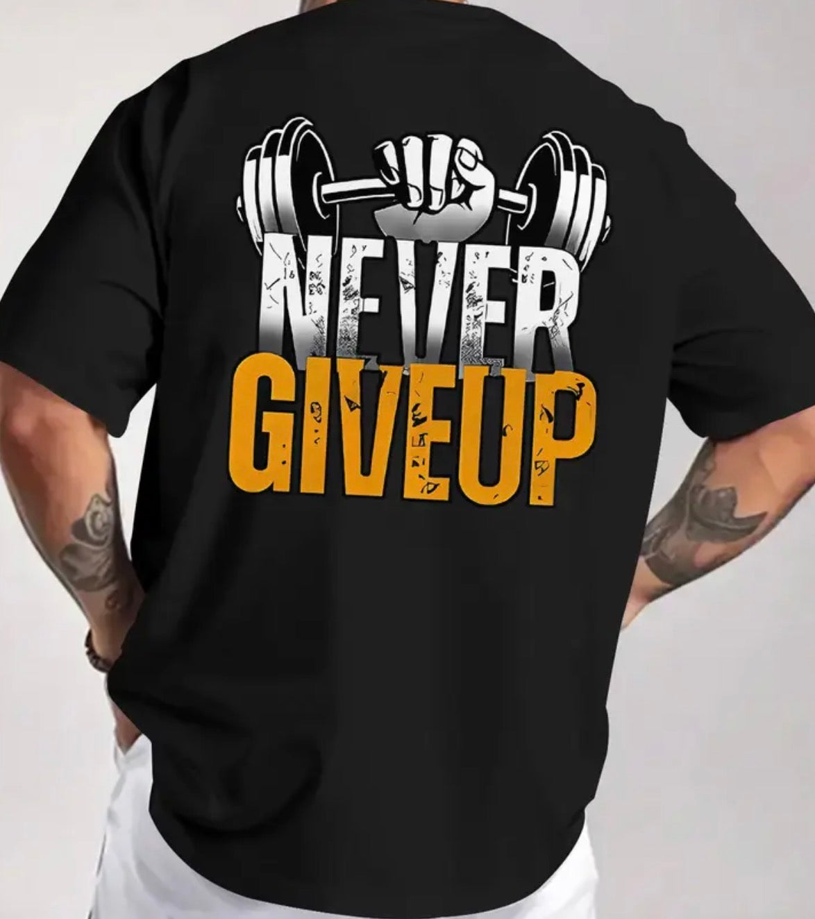 Cotton T-Shirt-Never Give Up Monsta Gymwear