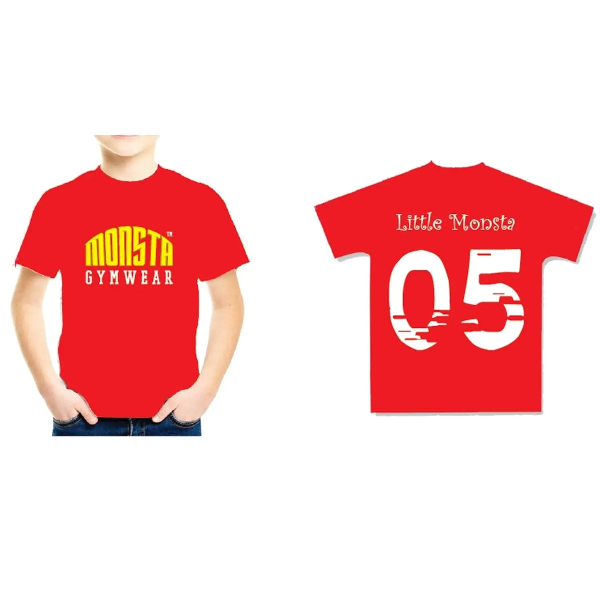 Kids Cotton T-shirt - Monsta Red